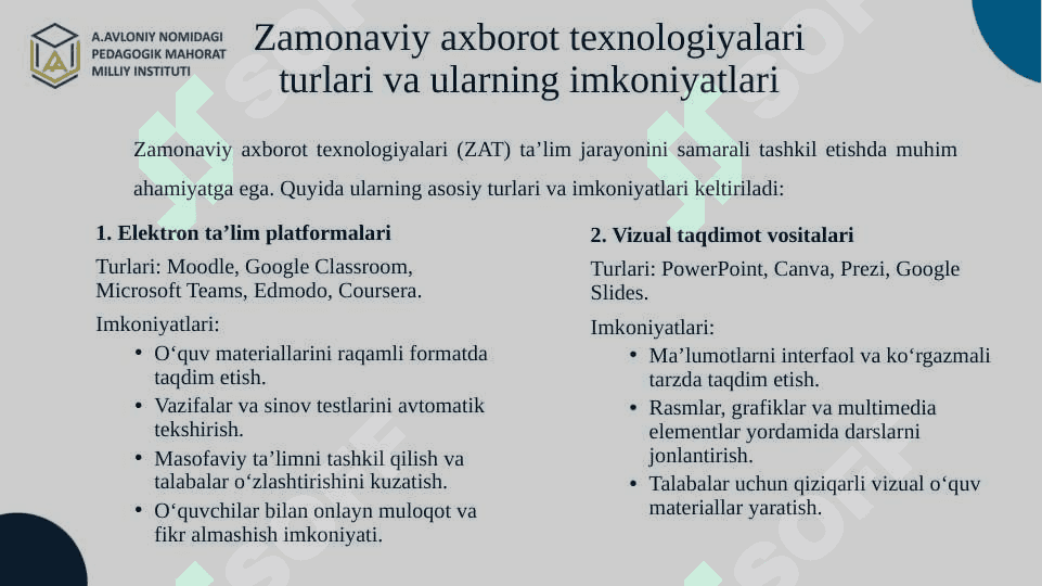 Fanlarni o'qitishda zamonaviy axborot texnologiyalaridan foydalanish 4