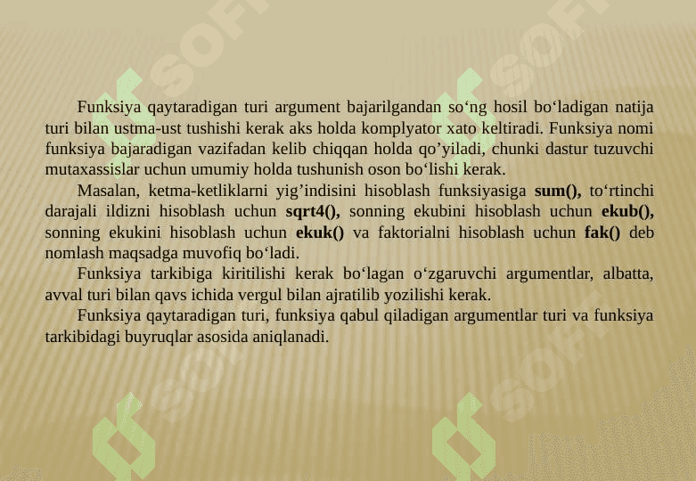 C++ dasturlash tilining standart funksiyalari 7