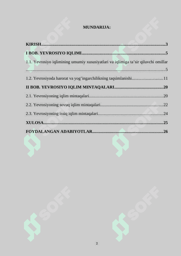 YEVROSIYO IQLIMI VA IQLIM MINTAQALARI 2
