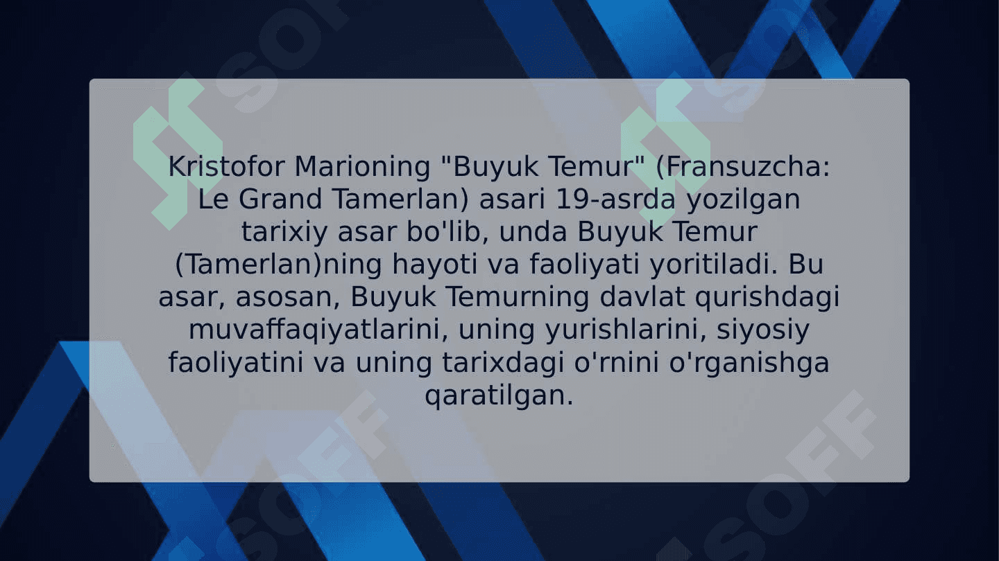 Kristofor Marioning Buyuk Temur asari 2