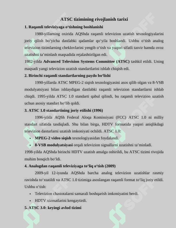 ATSC va DVB raqamli TV tizimlarini solishtirish 5