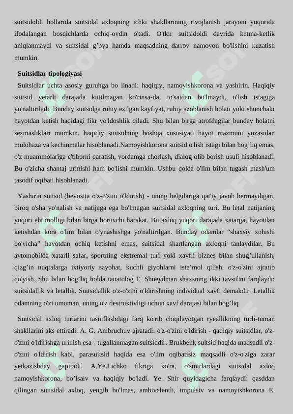 Suitsidal axloq psixologiyasi va uning mazmun-mohiyati. 2