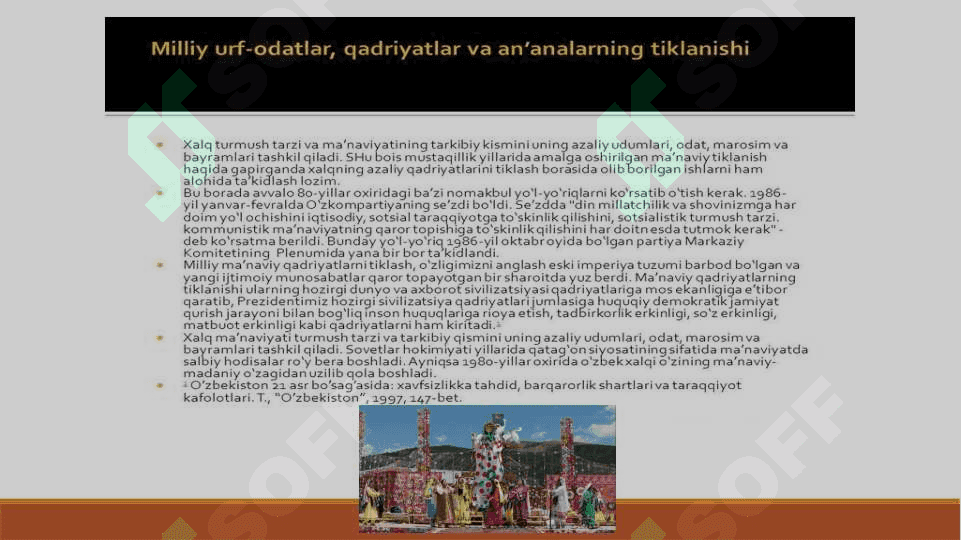 O’zbekistonda milliy urf-odatlar, qadriyatlar va an’analarning tiklanishi. 4