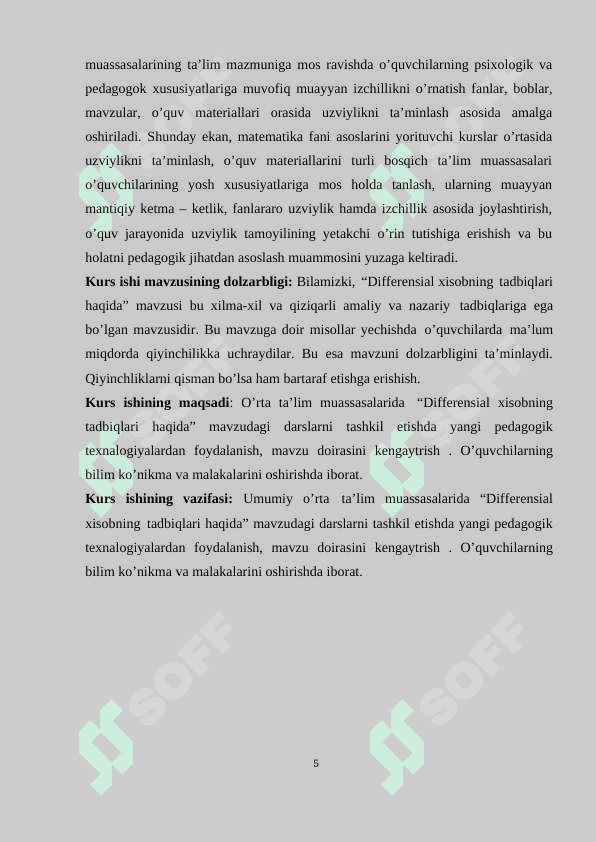 Differensial xisobning tatbiqlari 5