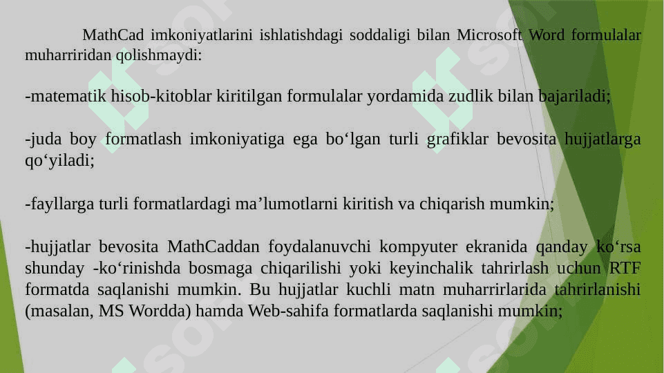 MathCad tizimida ishlash texnologiyalari. Elektr energetikasiga oid masalalarni taxlil usullarini tizimlarda amalga oshirish 5