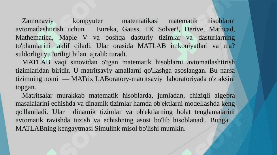 Matlab dasturi imkoniyatlari haqida 2