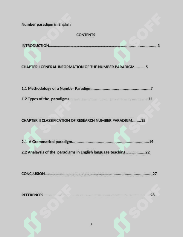 Number paradigm in English 2