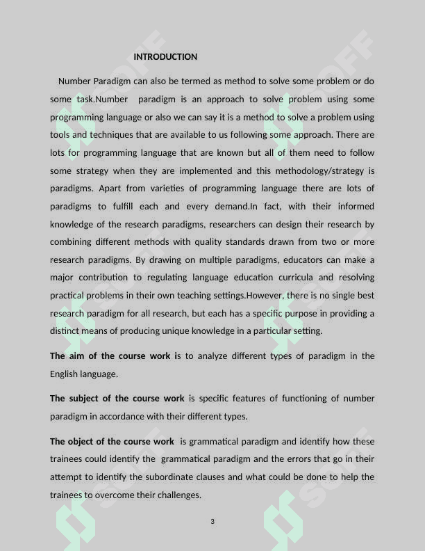 Number paradigm in English 3