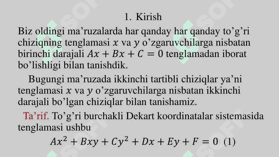 Ikkinchi tartibli egri chiziqlar 2