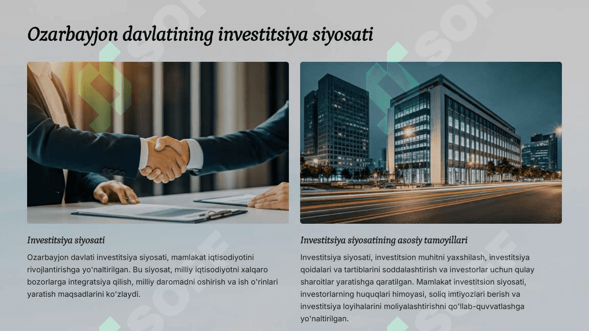 Ozarbayjon davlatining investatsiya tahlili 3