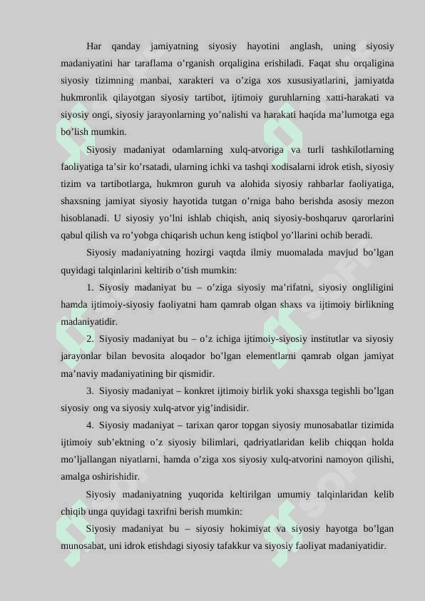 Sıyosıy mа’dаnıyat 6
