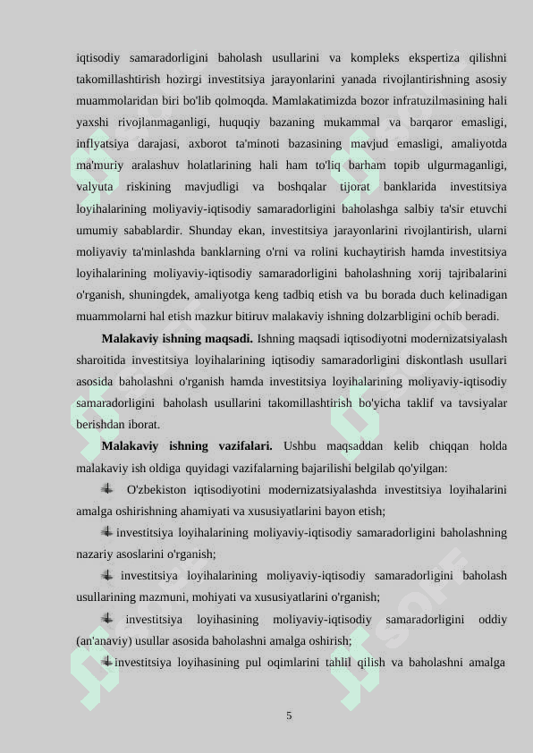 Investitsiya loyihalari samaradorligıni baholash 5
