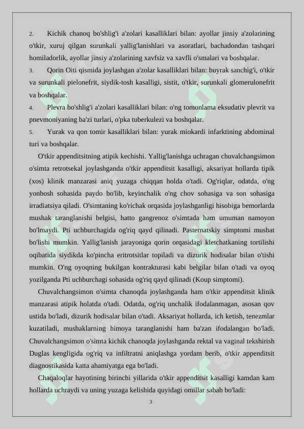 O'tkir appenditsit asoratlari 3