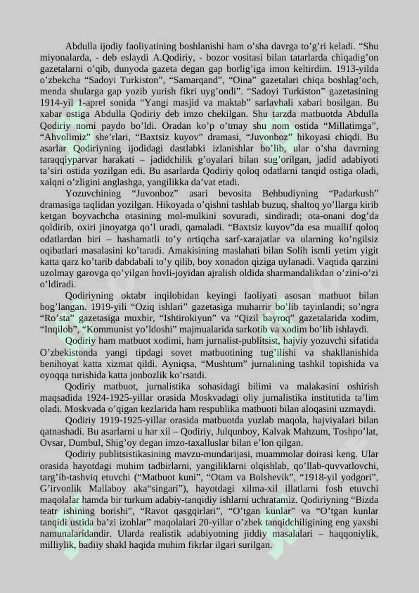 Abdulla  Qodiriyning hayoti va ijodi 2