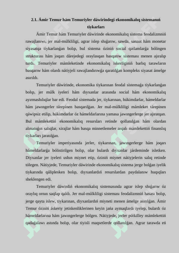Amir Temur hám Temuriyler dáwirindegi ekanomikalıq ideyalar hám ekanomikalıq siyasat 3
