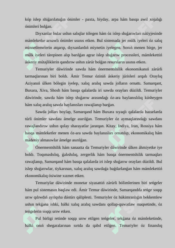 Amir Temur hám Temuriyler dáwirindegi ekanomikalıq ideyalar hám ekanomikalıq siyasat 4