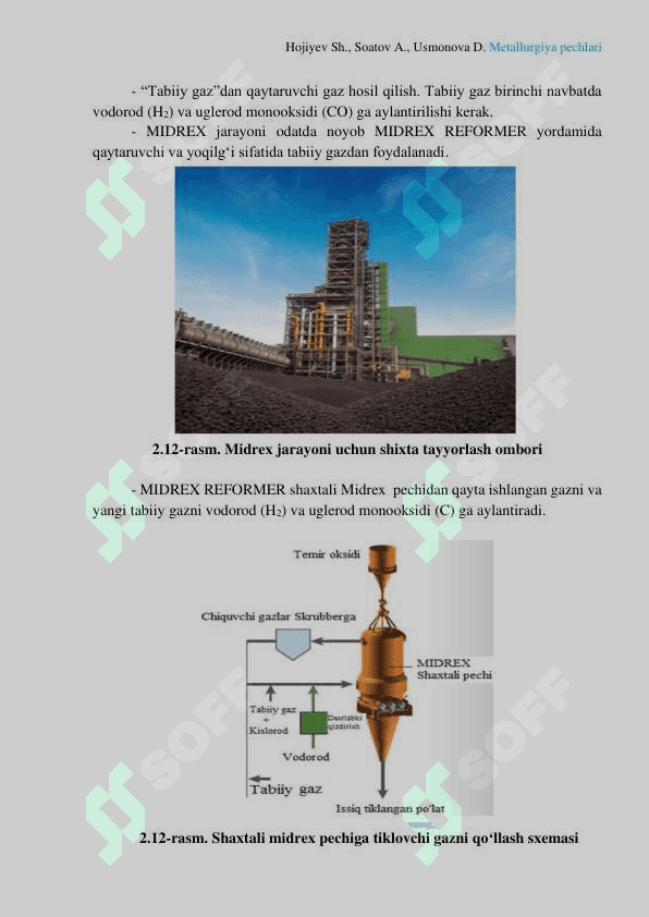 Midrex jarayoni pechi. Hojiyev Sh., Soatov A., Usmonova D. Metallurgiya pechlari 2