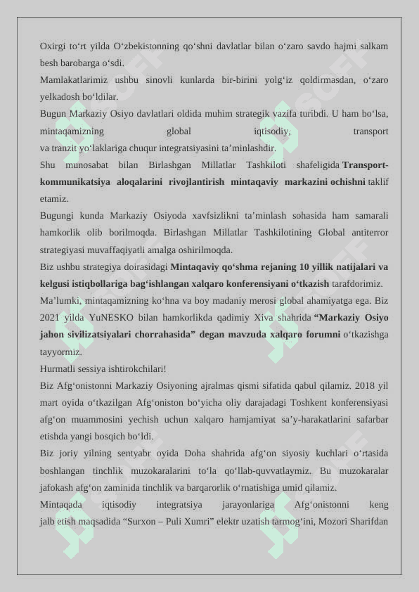 O‘zbekiston Respublikasi Prezidenti SH.M.Mirziyoyevning Birlashgan Millatlar Tashkiloti Bosh Assambleyasining 75-sessiyasidagi ishtiroki va uning ahamiyati  24 6