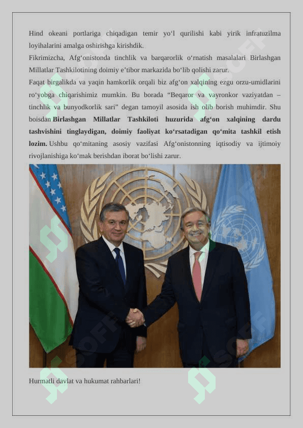 O‘zbekiston Respublikasi Prezidenti SH.M.Mirziyoyevning Birlashgan Millatlar Tashkiloti Bosh Assambleyasining 75-sessiyasidagi ishtiroki va uning ahamiyati  24 7