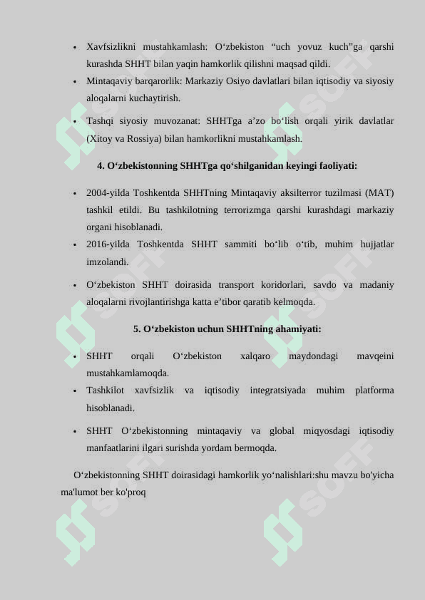 O’zbekistonning SHHT bilan aloqalari 3
