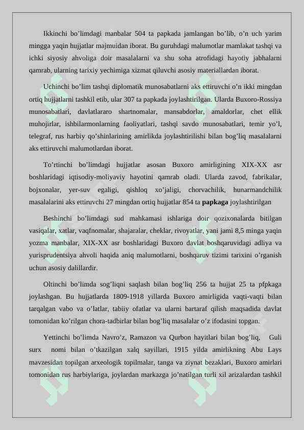 Qo’shbegi arxiv hujjatlarining Buxoro  tarixi va o’rganilishi 6