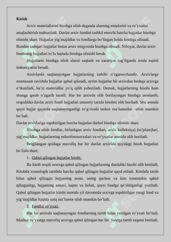 Arxiv hujjatlarini hisobga olish, ularni mavjudligi va holatini tekshirish (2) 2