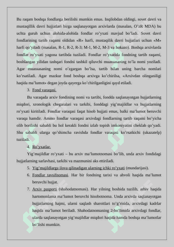 Arxiv hujjatlarini hisobga olish, ularni mavjudligi va holatini tekshirish (2) 3