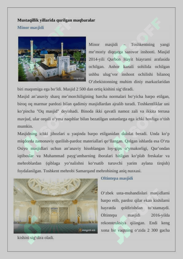 Mustaqillik yillarida qurilgan maqbara va masjidlar 4