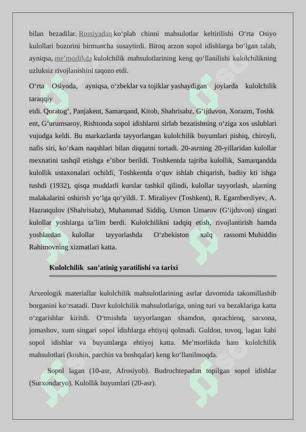 Mustaqillik yillarida kulolchilik san’ati tarixi 3
