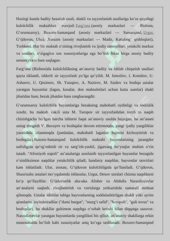 Mustaqillik yillarida kulolchilik san’ati tarixi 4