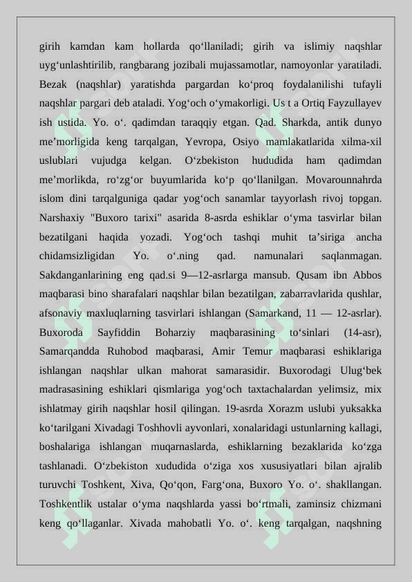 Mustaqillik yillarida yog‘och o‘ymakorlik san’ati. 3
