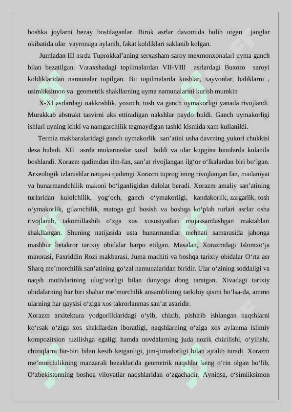 Mustaqillik yillarida ganch o‘ymakorligi san’ati. 4