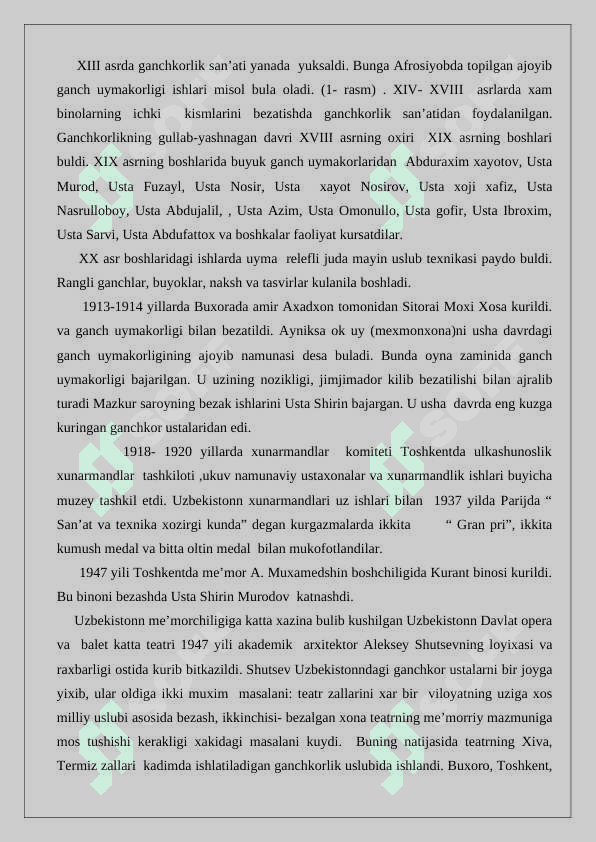 Mustaqillik yillarida ganch o‘ymakorligi san’ati. 8