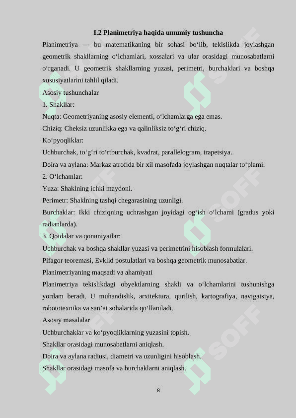 MAKTAB MATEMATIKASIDA PLANIMETRIYA ASOSIY TUSHUNCHASSINI KIRITISH METODIKASI . 8