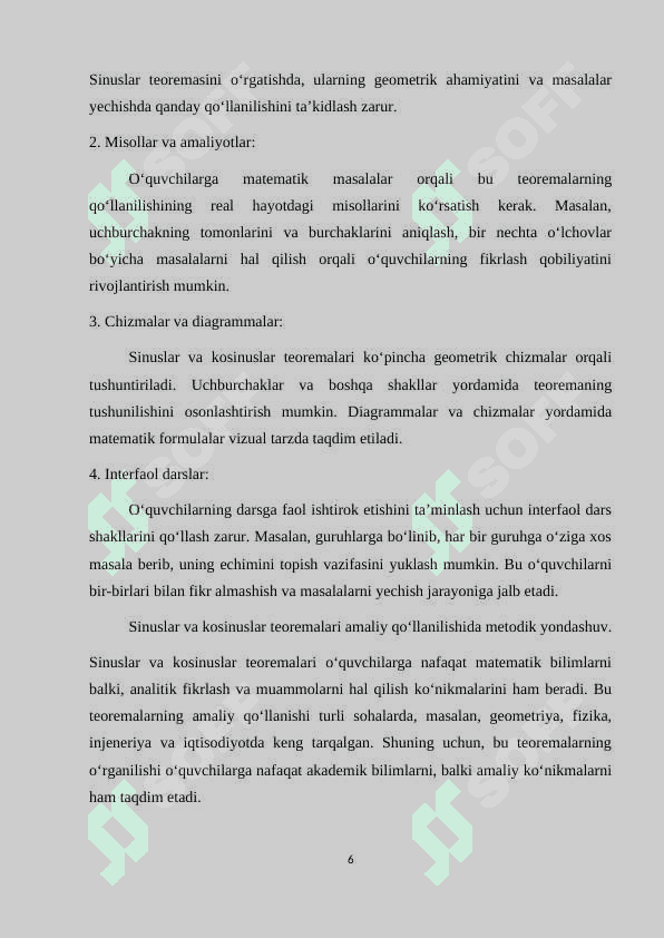 « Sinuslar va kosinuslar teoremalari mavzusini o’qitish metodikasi » 6