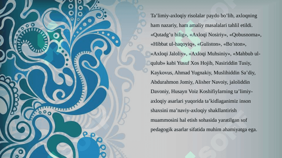 Yusuf Xos Hojib Mahmud Qoshg’ariy Ahmad Yugnakiyning  ta’limiy-axloqiy qarashlari Kaykovusning “Qobusnoma” asarida va juvonmardlik  tarbiyasi 4