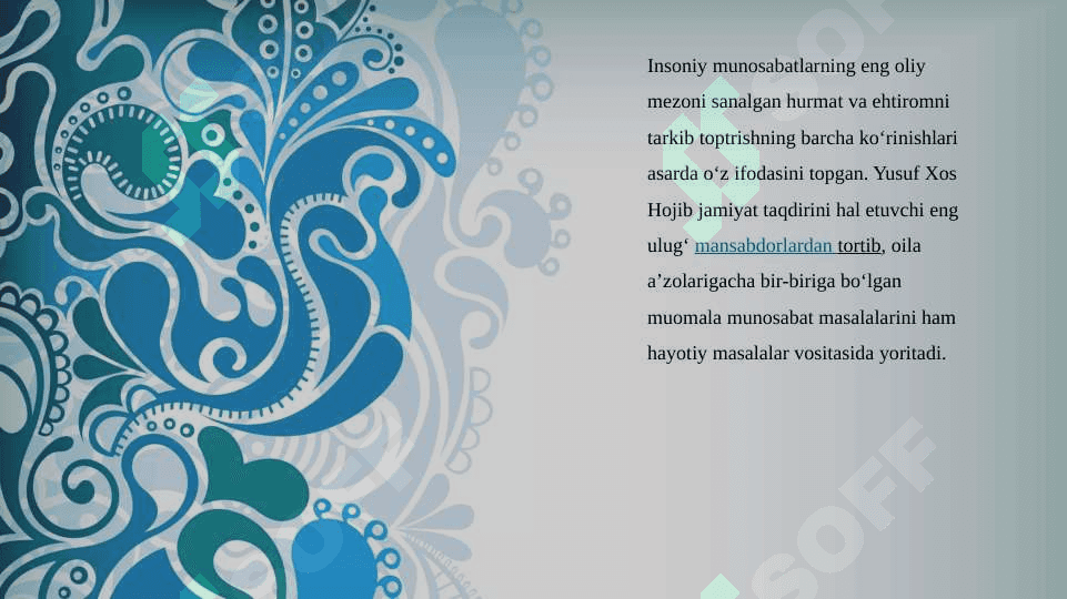 Yusuf Xos Hojib Mahmud Qoshg’ariy Ahmad Yugnakiyning  ta’limiy-axloqiy qarashlari Kaykovusning “Qobusnoma” asarida va juvonmardlik  tarbiyasi 8