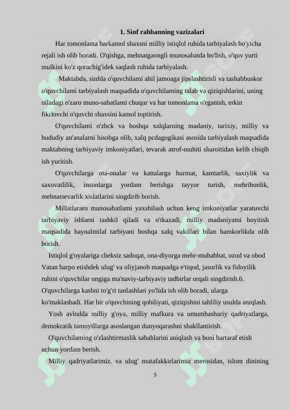 Sinf rahbari ishini rejalashtirishning o’ziga xos usullari 4