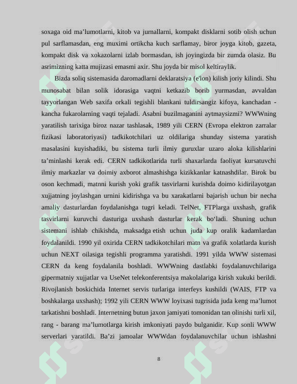 Web texnologiyalar va ulardan foydalanish metodikasi 8