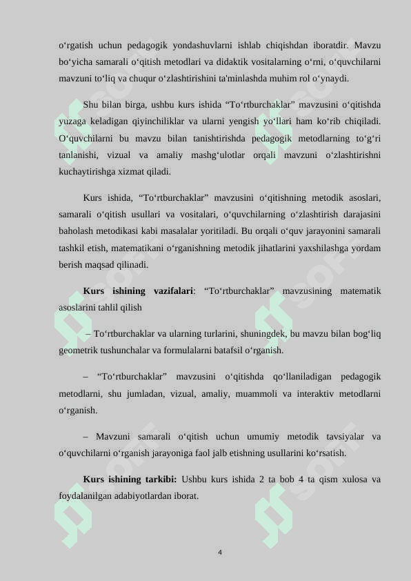 Maktabda “toʻrtburchaklar’’ mavzusini oʻqitish metodikasi 4
