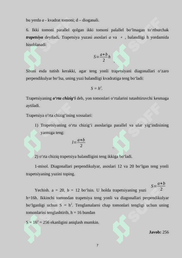 Maktabda “toʻrtburchaklar’’ mavzusini oʻqitish metodikasi 7