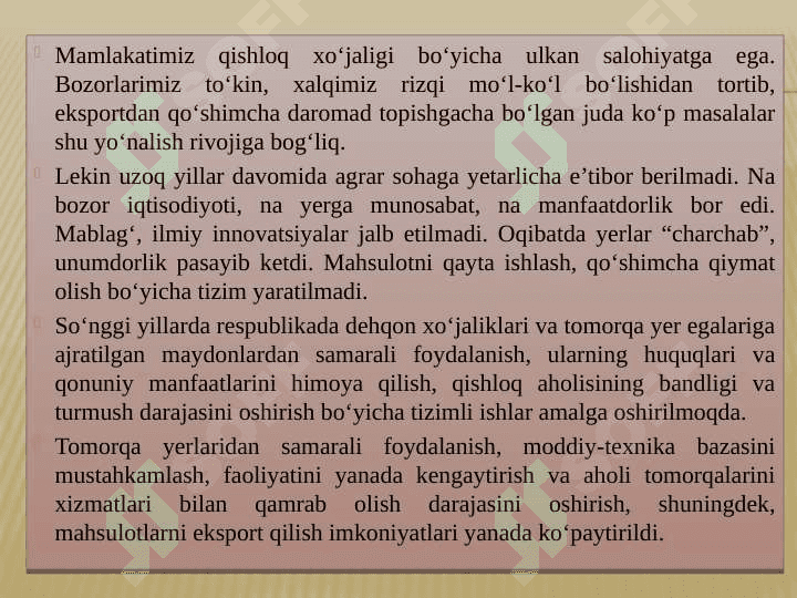 QISHLOQ XO`JALIGI VA SANOAT SOHASIDAGI O`ZGARISHLAR 3