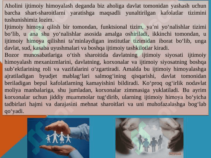 Respublikada aholini ijtimoiy muhofaza qilish va sog‘liqni saqlash tizimida amalga oshirilgan islohotlar 2