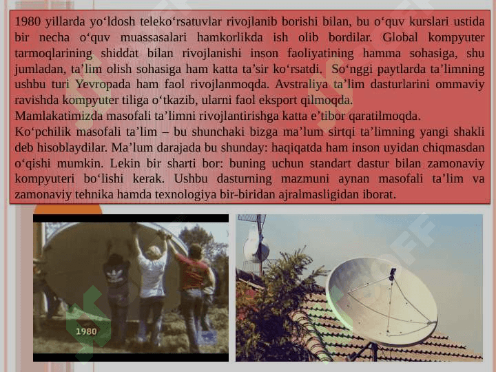 Respublikada masofaviy ta'limning rivojlanishi va bu sohada olib borilgan kompleks chora tadbirlar. 3