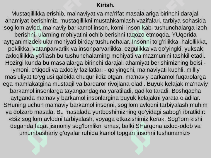 Inson zotini ulug’lash – ma’naviy yetuklik mezoni 3
