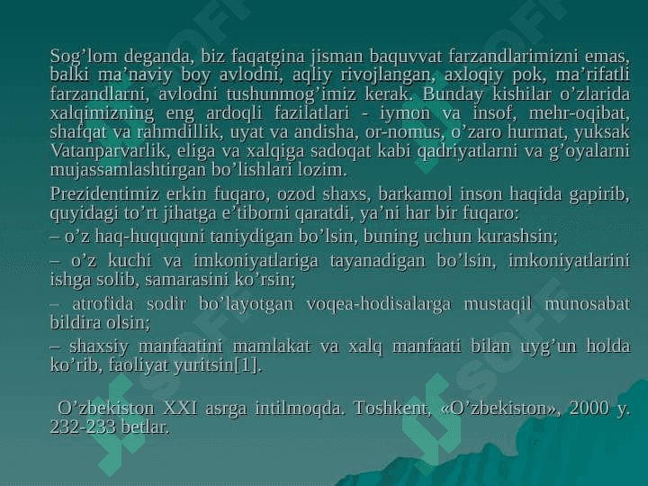 Inson zotini ulug’lash – ma’naviy yetuklik mezoni 6