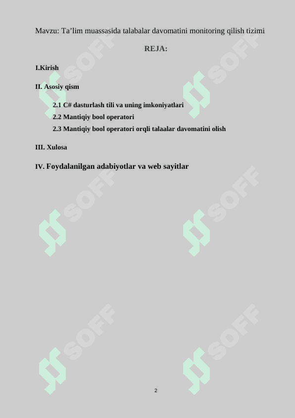 Ta’lim muassasida talabalar davomatini monitoring qilish tizimi 2
