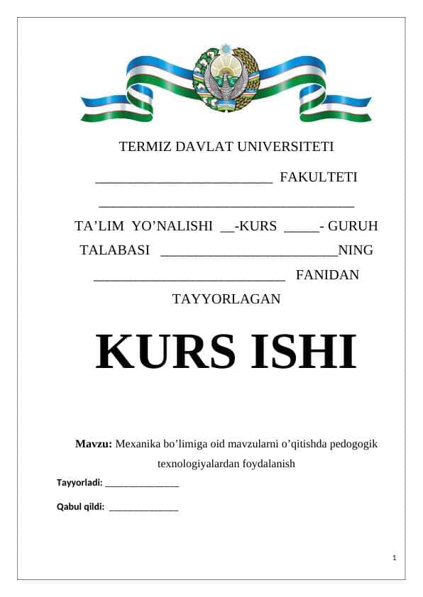 Mexanika bo’limiga oid mavzularni o’qitishda pedogogik texnologiyalardan foydalanish