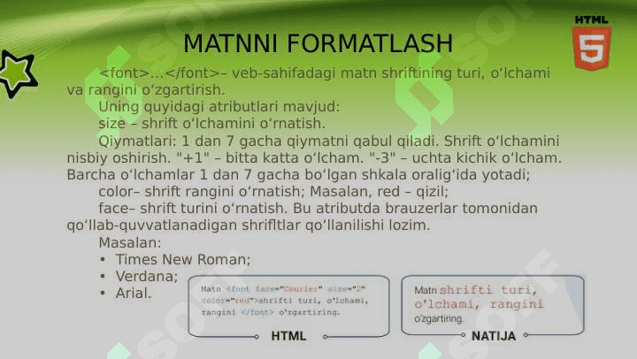 Web-sahifada matn joylashtirish va ularni boshqarish. Link  joylashtirish 5