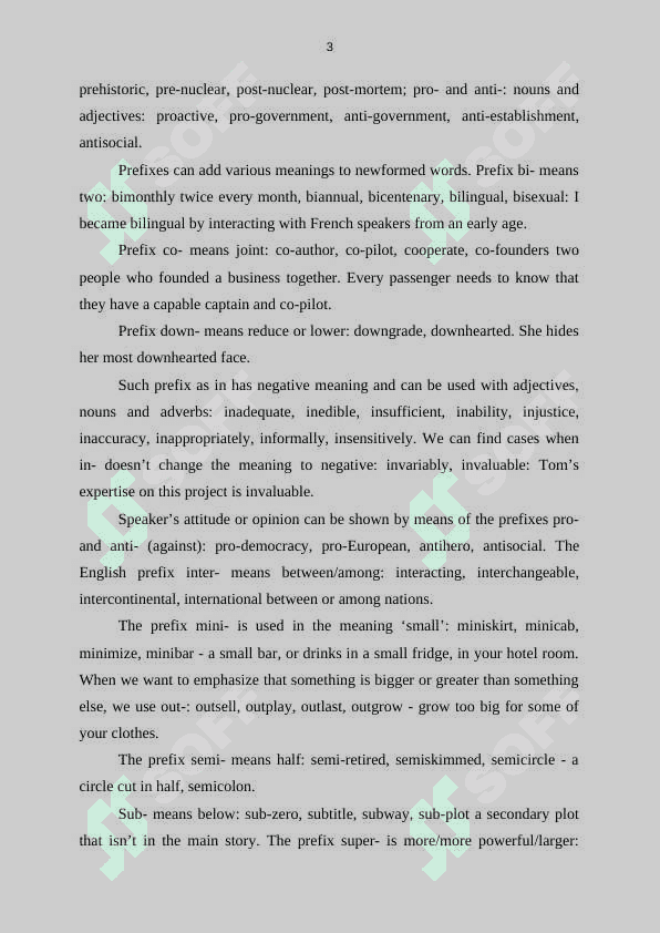 Notion and analysis of prefixes in English word formation 6